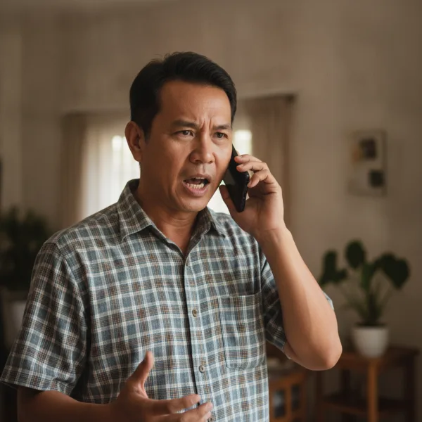 ชายวัยกลางคนโทรศัพท์เข้า Call Center สีหน้าโมโห